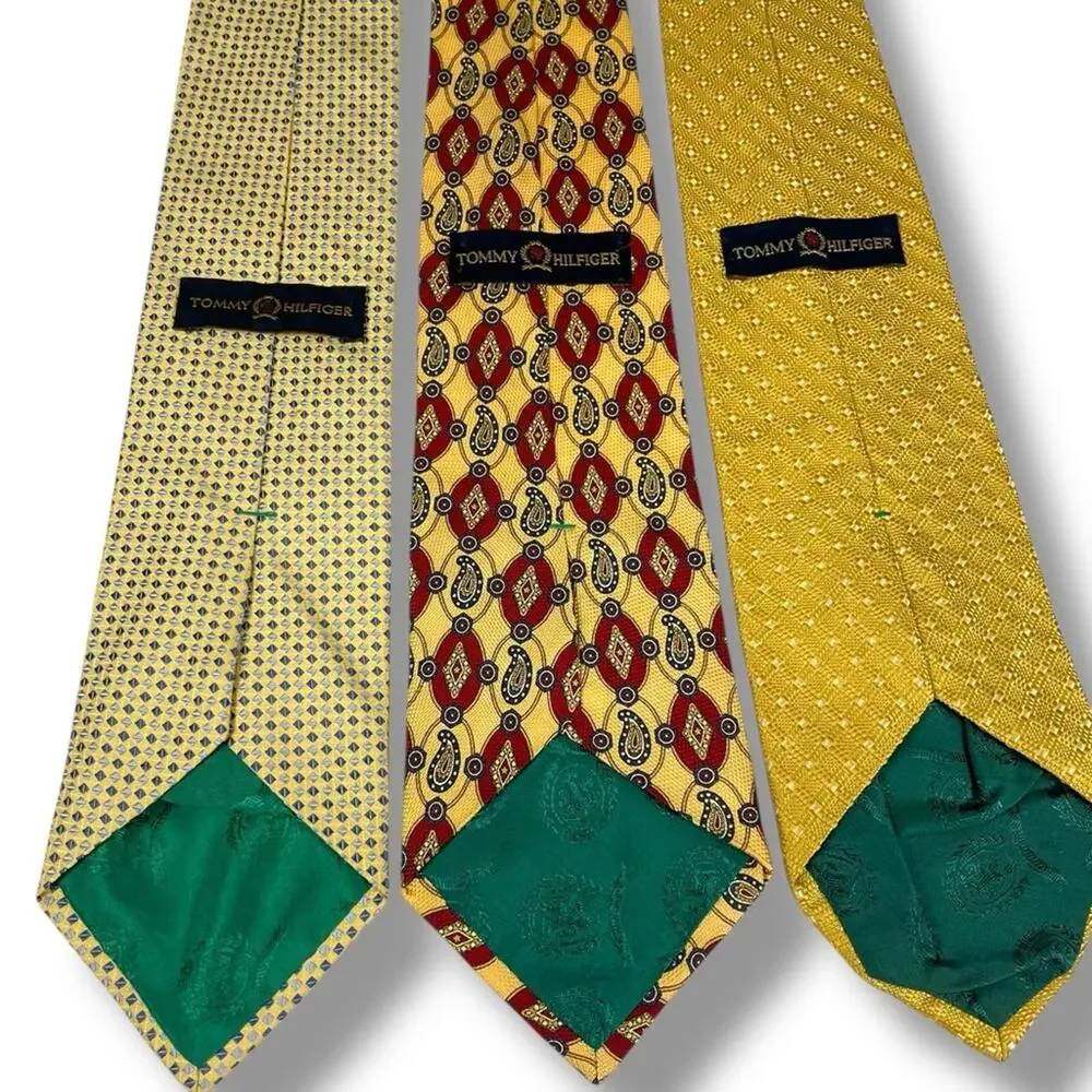 Vintage Tommy Hilfiger Yellow gold and blue set of 3 Patterned Ties